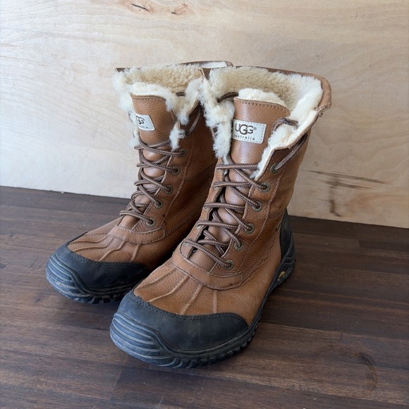 UGG Shoes - UGG Adirondack II Winter Boots Womens 10 Leather Lace Up Ankle Lined Brown 5469